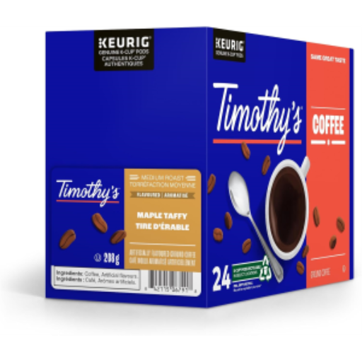 Café Timothy's? Portion Unique - Timy Kc Rs Taffy d'Érable M-R 24Ct Sl