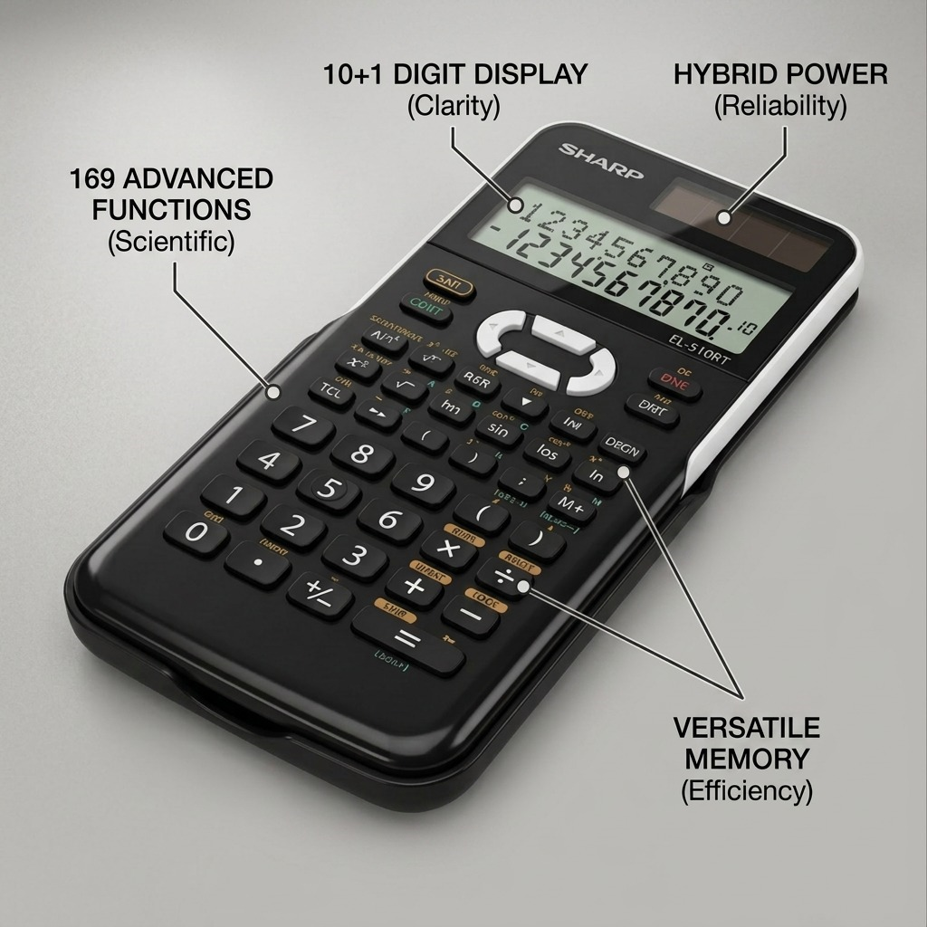 Sharp EL-510RT Scientific Calculator — 131 Functions & Hard Case