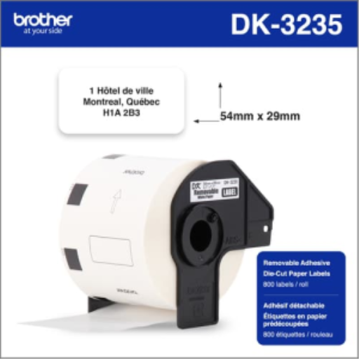 Brother Étiquettes alimentaires amovibles originales DK3235 noir/blanc (800 étiquettes) 2,1 x 1,1 (54 mm x 29 mm)