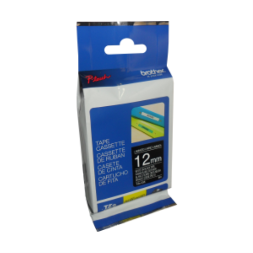 Ruban laminé blanc sur noir Brother TZe335 pour étiqueteuses P-touch, 12 mm de large x 8 m de long