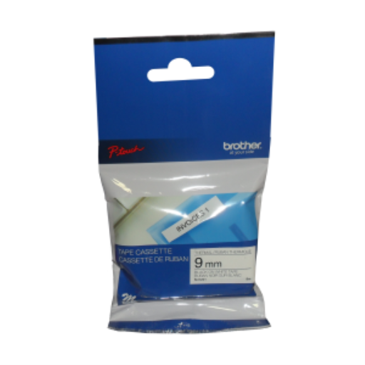 Ruban non laminé Brother d'origine MK221 noir sur blanc pour étiqueteuses P-touch, 9 mm de large x 8 m de long