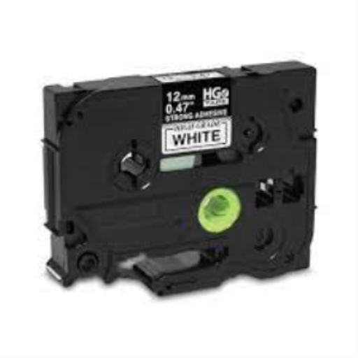 Brother HGE2315 Pack Ruban Noir sur Blanc HGe 12 mm avec Adhésif Standard, 8 m Pack de 5