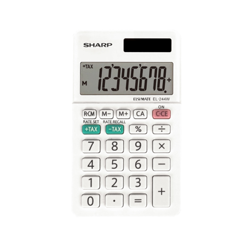 Sharp EL244W 8-Digit Handheld Pocket Calculator ? Twin Power Solar & Battery Backup