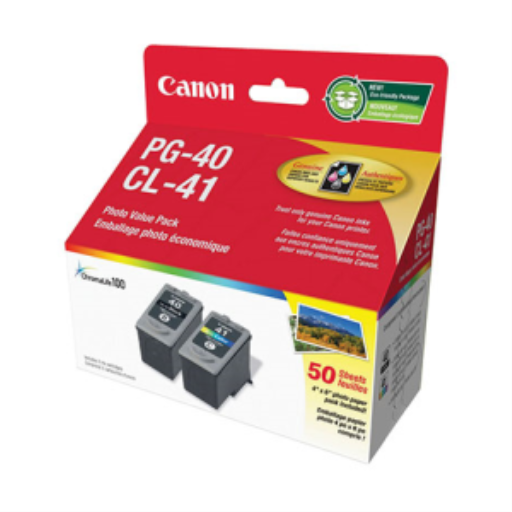 Pack Valeur Encre Canon PG-40/CL-41 avec Papier Photo 50 feuilles