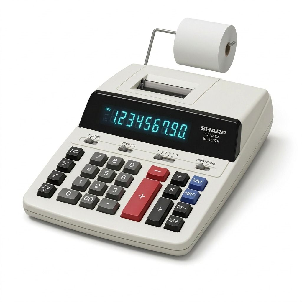 Sharp EL-1607R Heavy - Duty Desktop Printing Calculator - 10-Digit 2-Color Printer