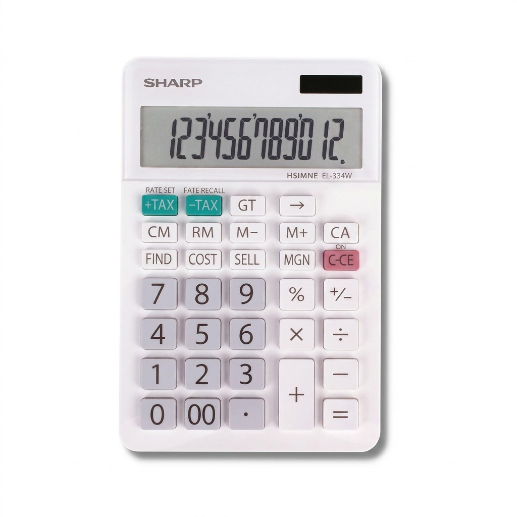 Sharp EL-334W Professional Desktop Calculator - 12-Digit XL Display with Cost - Sell - Margin