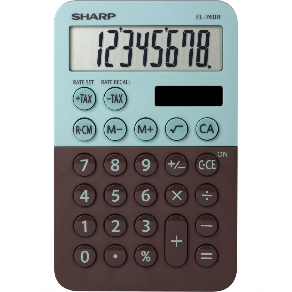 Sharp EL-760RBMT XL-8 Digit Display Calculator - Mint Chocolate