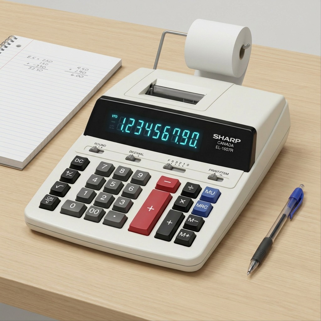 Sharp EL-1607R Heavy - Duty Desktop Printing Calculator - 10-Digit 2-Color Printer