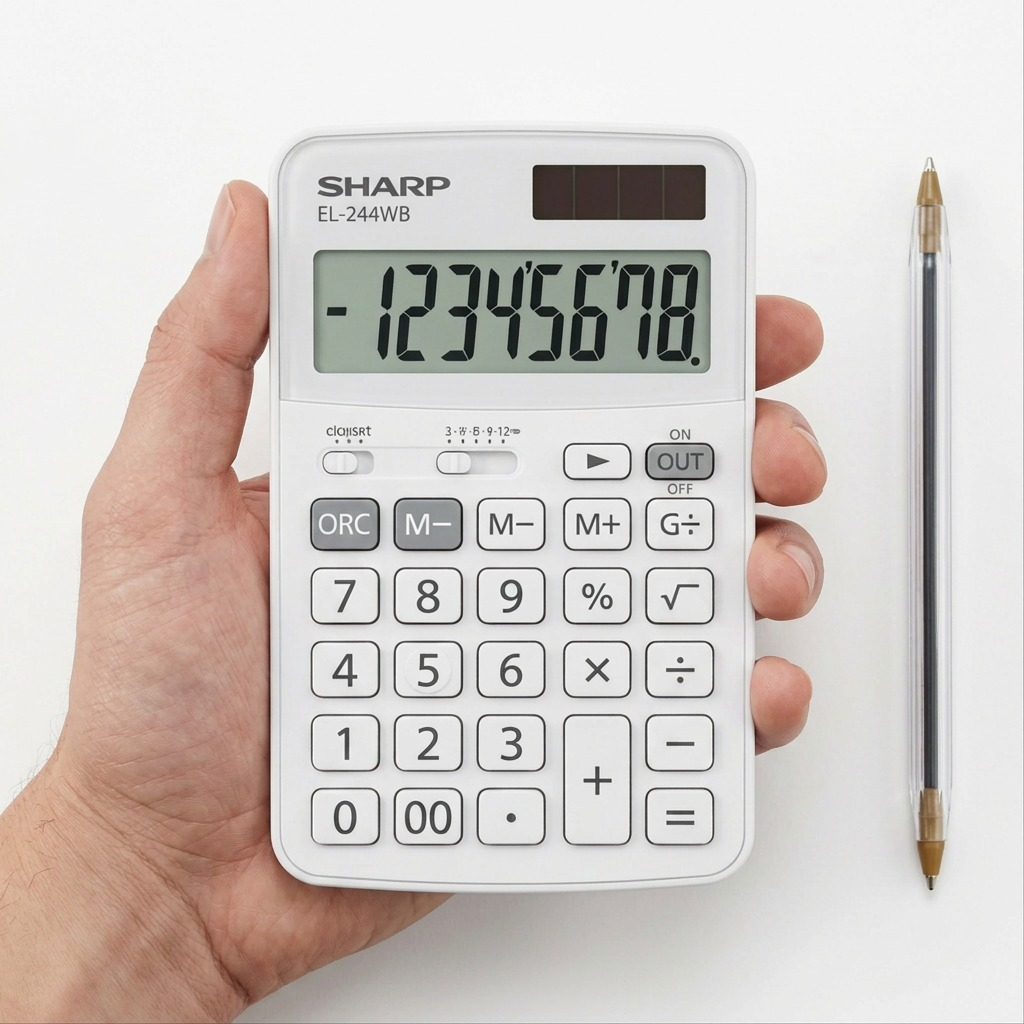 Sharp EL-244WB Professional Pocket Calculator - 8-Digit Extra - Large Display & Twin - Power
