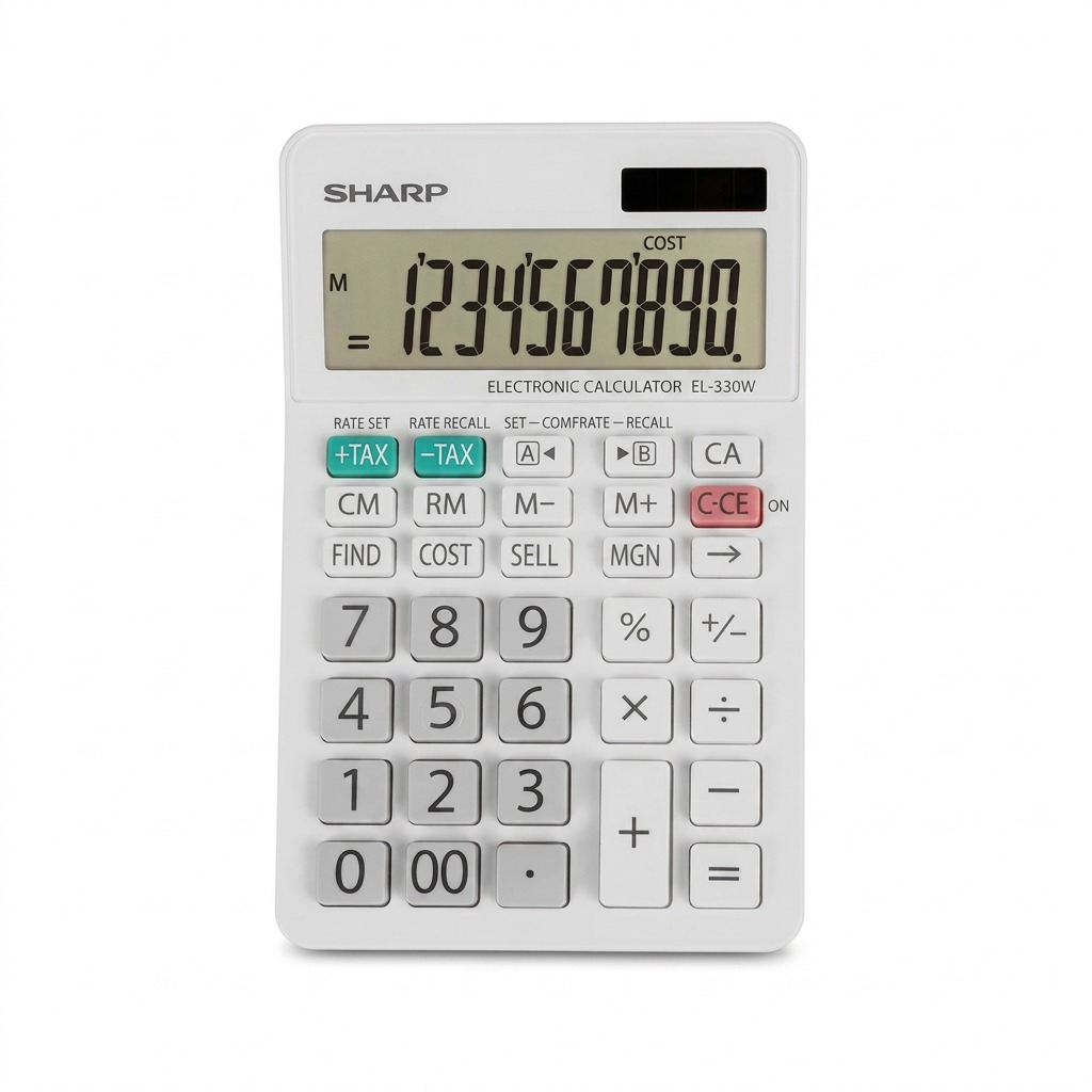 Sharp EL-330W Twin Power XL 10-Digit Desktop Calculator