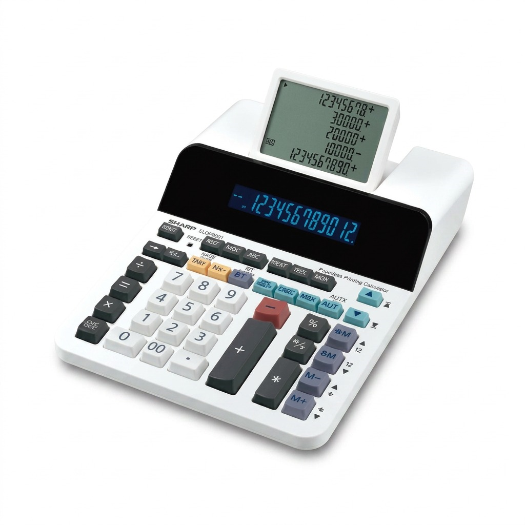 Sharp EL-DP9001 12 Digit 5 Line Display Paperless Printing Calculator