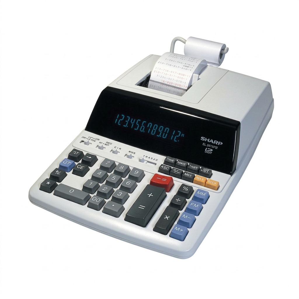 Sharp EL-2615PIII Fluorescent 12-Digit 2-Color Printing Calculator