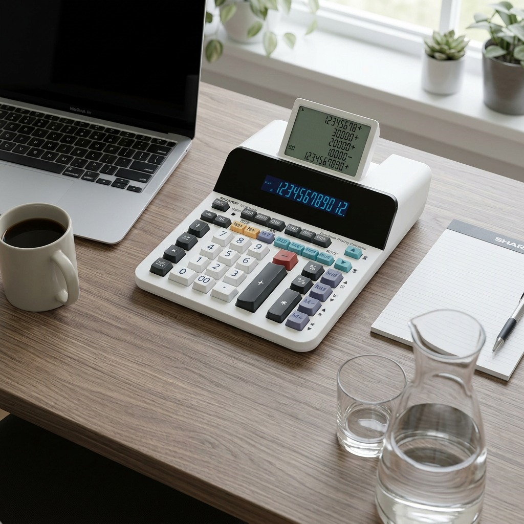 Sharp EL-DP9001 12 Digit 5 Line Display Paperless Printing Calculator