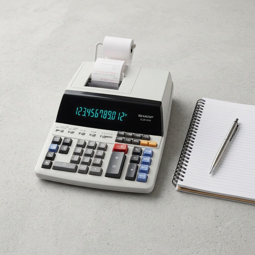 Sharp EL-2615PIII Fluorescent 12-Digit 2-Color Printing Calculator