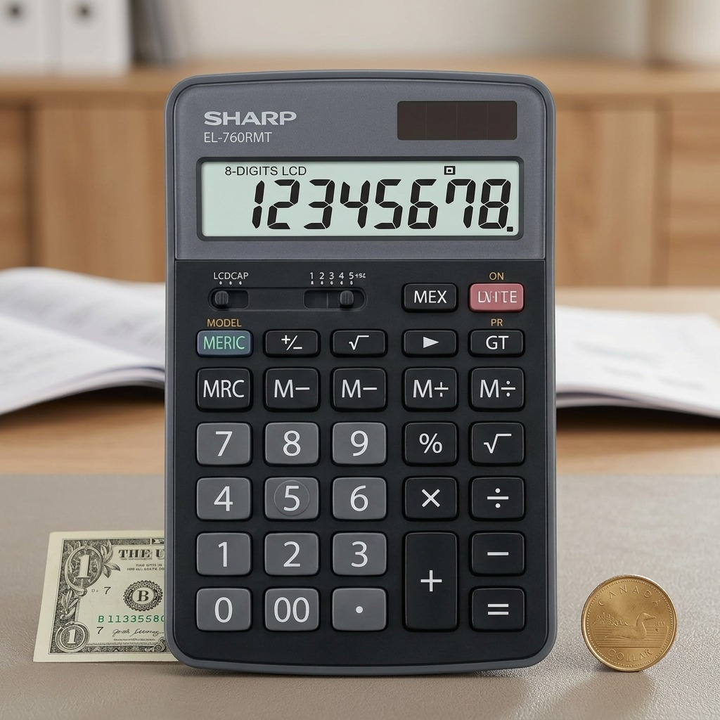 Sharp EL-760RMT Twin Power XL 8-Digit Professional Desktop Calculator - Battery & Solar Powered