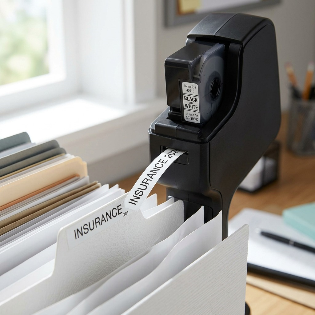 Dymo D1 Standard Labels - Black on White, 1/2" x 23'