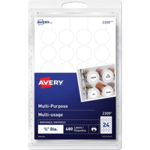 Avery Multi-Purpose Removable Labels for Laser and Inkjet Printers, ¾", Matte White, Removable