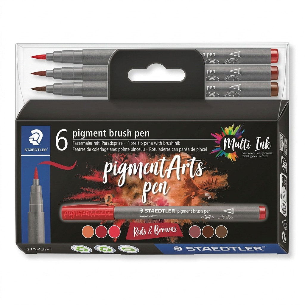 Staedtler Pigment Brush Pen Reds&Browns 6-Pack