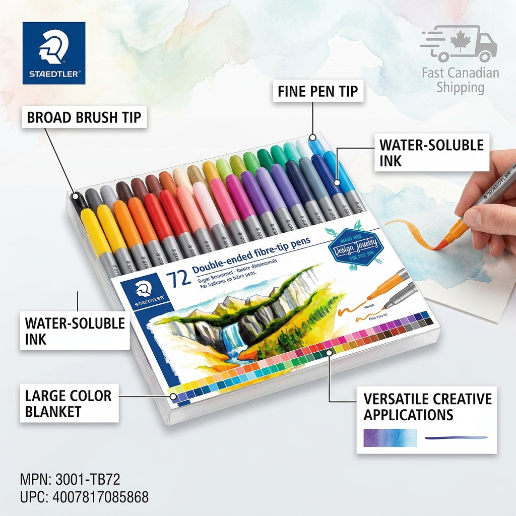 Staedtler Double-Ended Watercolour Brush Pen 72-Pack