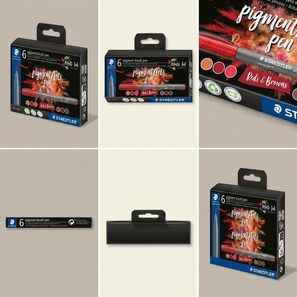 Staedtler Pigment Brush Pen Reds&Browns 6-Pack