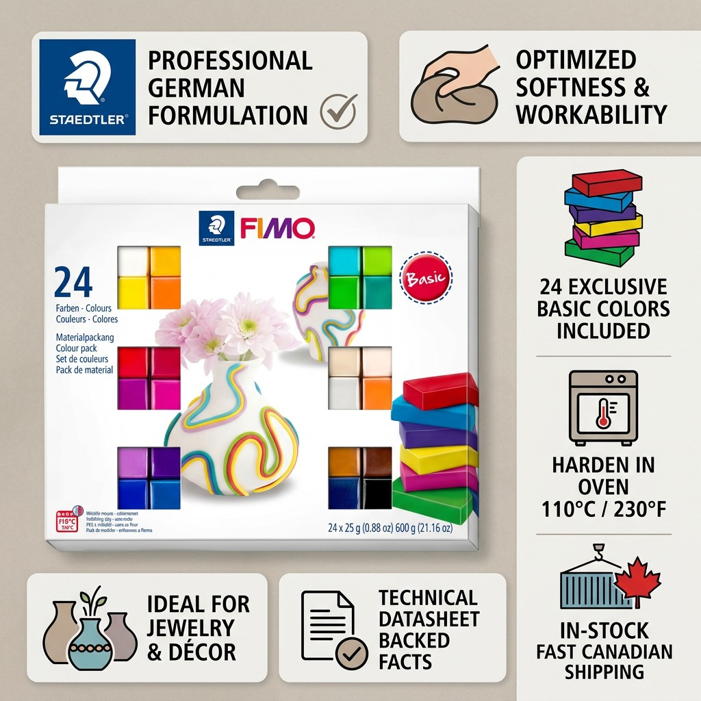 Staedtler Set Modelling Clay Fimo Soft Basic Colors 24 Color Pack