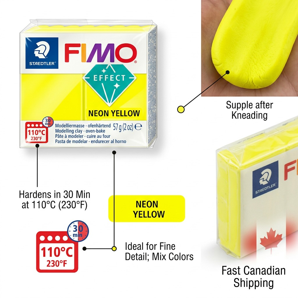 Staedtler Modelling Clay Fimo Effect Neon Yellow 57g (2 oz)