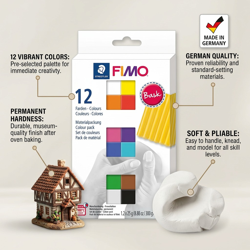 Staedtler Set Modelling Clay Fimo Soft Basic Colors 12 Color Pack