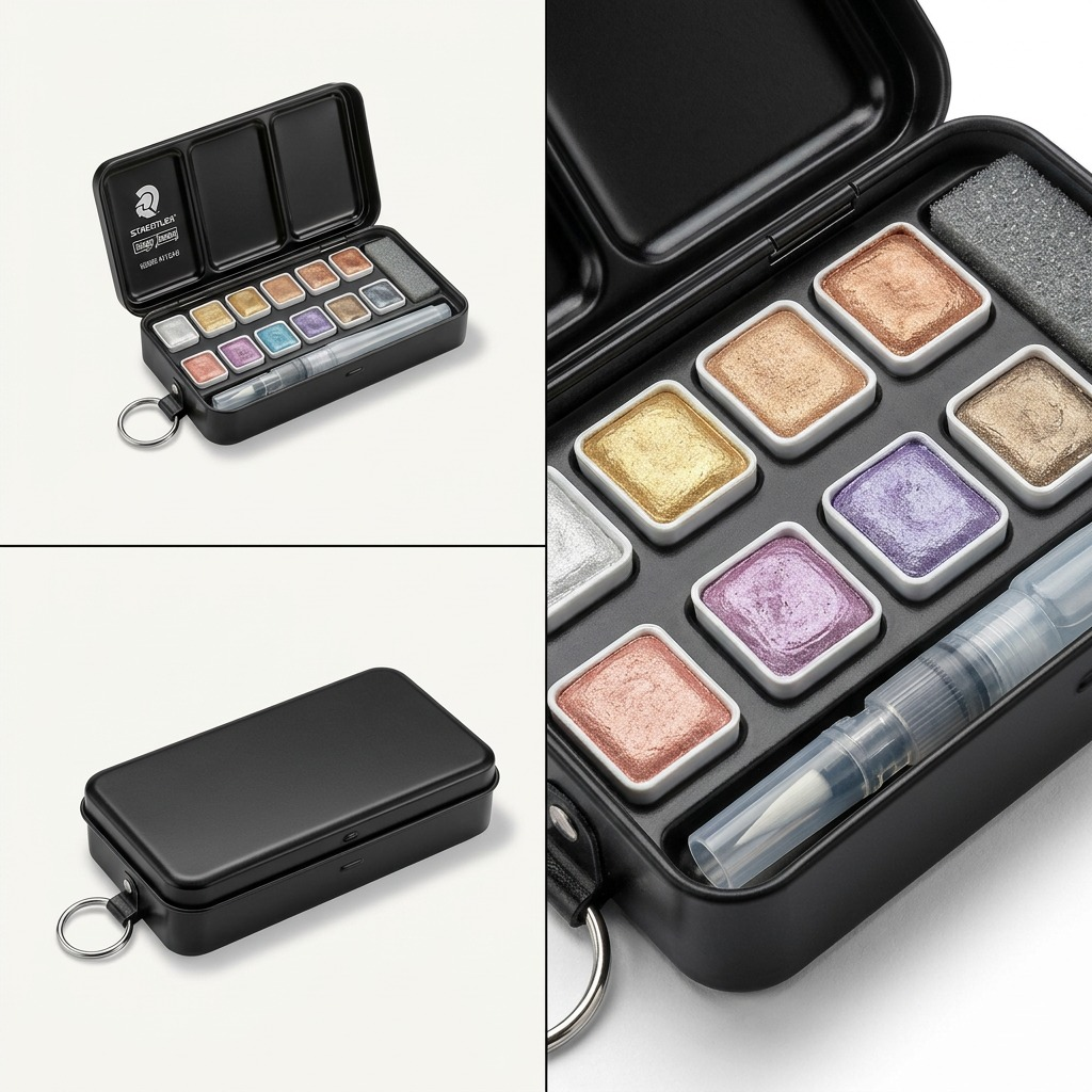 Staedtler Metalic Watercol Pan 12Set W/ Brush