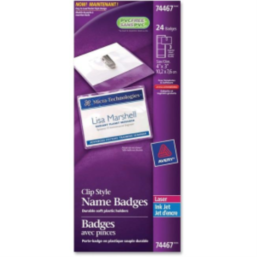 Avery Name Badge Kit, Clip Style, Garment Friendly, 4" x 3"