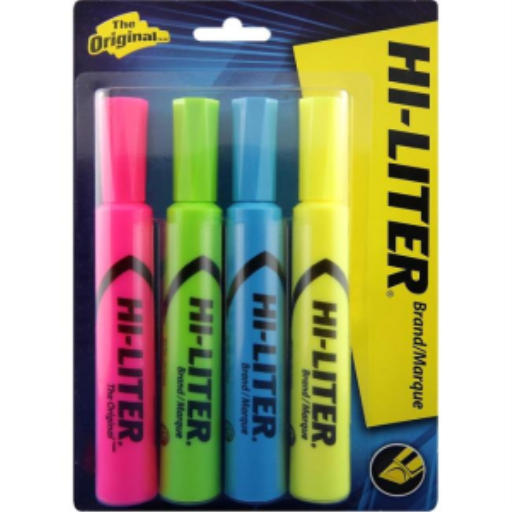 Avery Hi-Liter Desk Style Highlighters, 4 Pack, Assorted Fluorescent - Yellow
