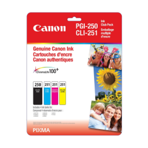PGI-250 BK/CLI-251 C,M,Y Ink Club Pack
