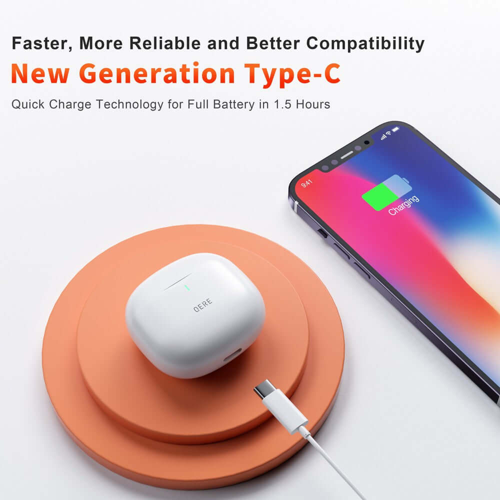 Écouteurs intra-auriculaires sans fil Bluetooth étanches IPX5 avec charge USB-C