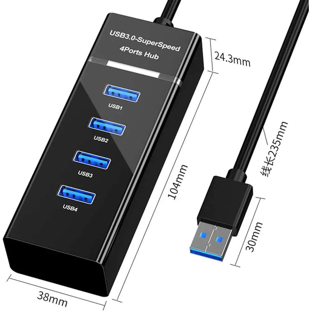 Concentrateur USB 3.0 4 en noir