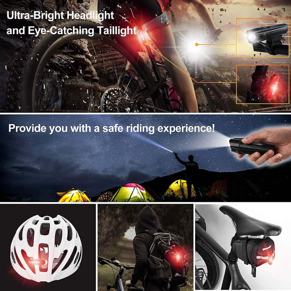 Ensemble de feux de vélo rechargeables étanches à DEL