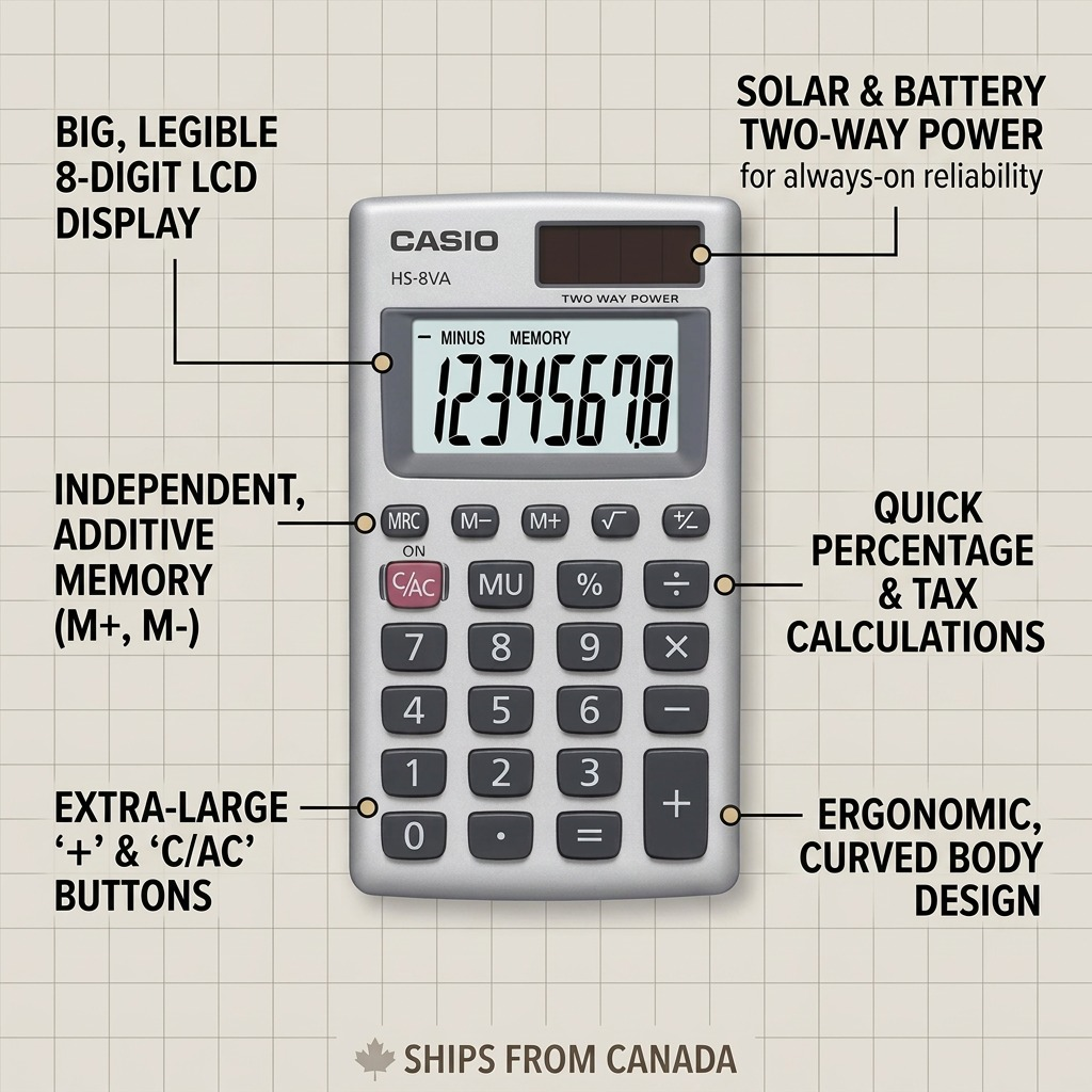 Casio HS-8VA 8-Digit Compact Calculator