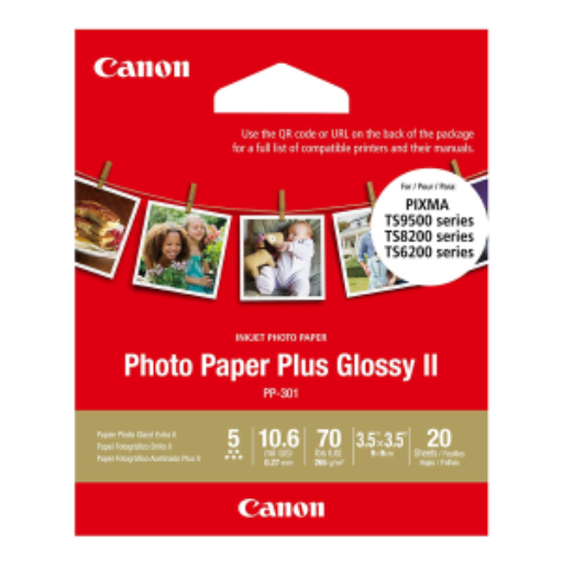 Papier photo plus brillant PP-301 3,5" x 3,5" (20 feuilles/paquet)