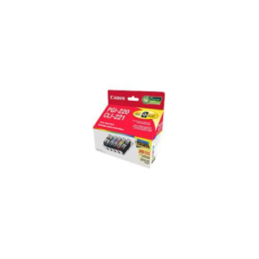 PGI-220 Black/CLI-221 Black/Cyan/Magenta/Yellow Ink Value Pack w. 50SH Photo Paper