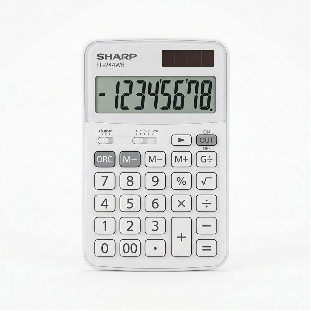 Sharp EL-244WB Professional Pocket Calculator - 8-Digit Extra - Large Display & Twin - Power