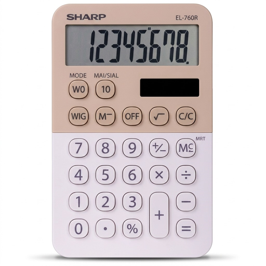 Sharp EL-760RBLA XL-8 Digit Display Calculator - Latte