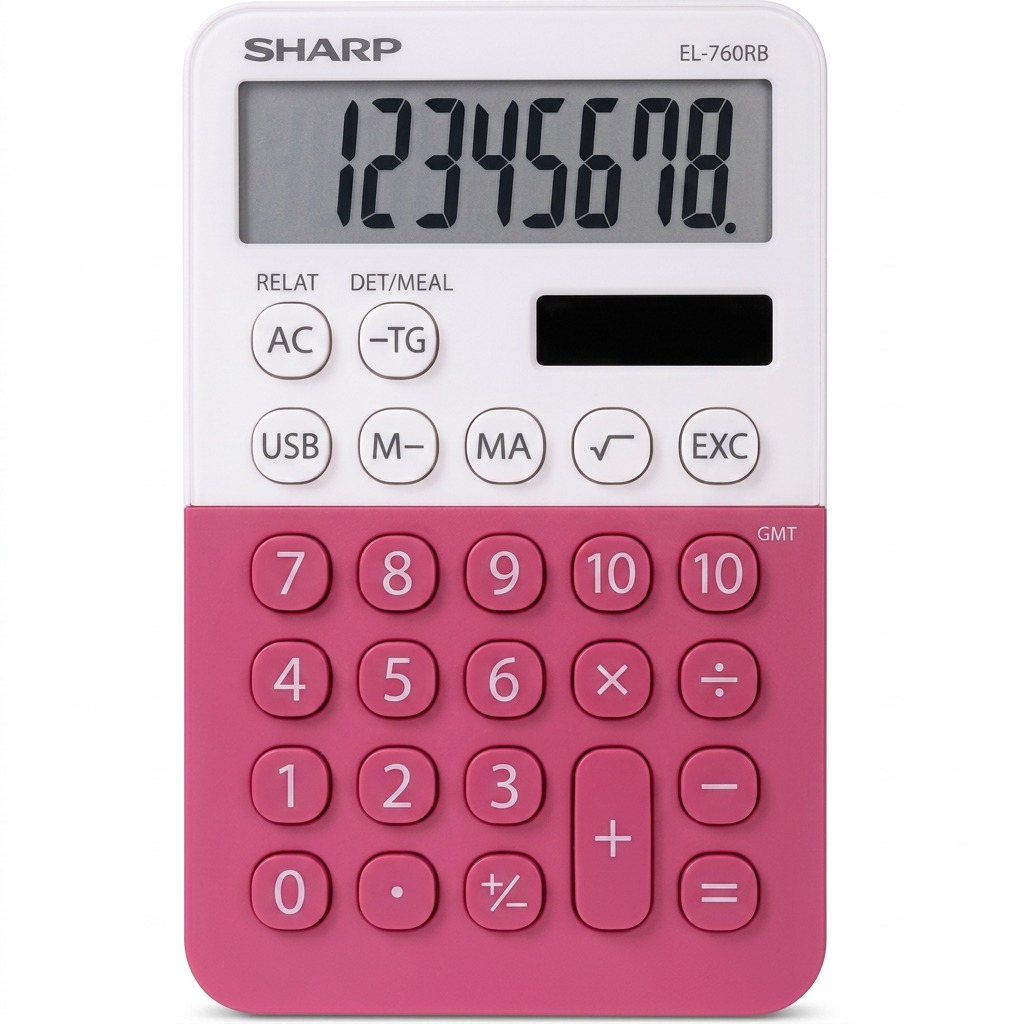 Sharp EL-760RBPK XL 8-Digit Display Calculator - Raspberry
