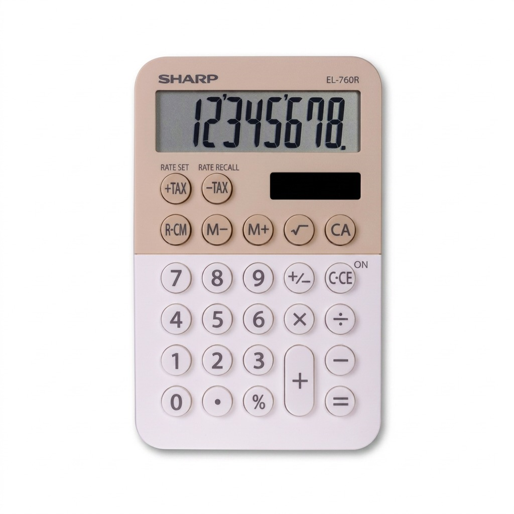 Sharp EL-760RLA Twin Power XL 8-Digit Desktop Calculator - Latte