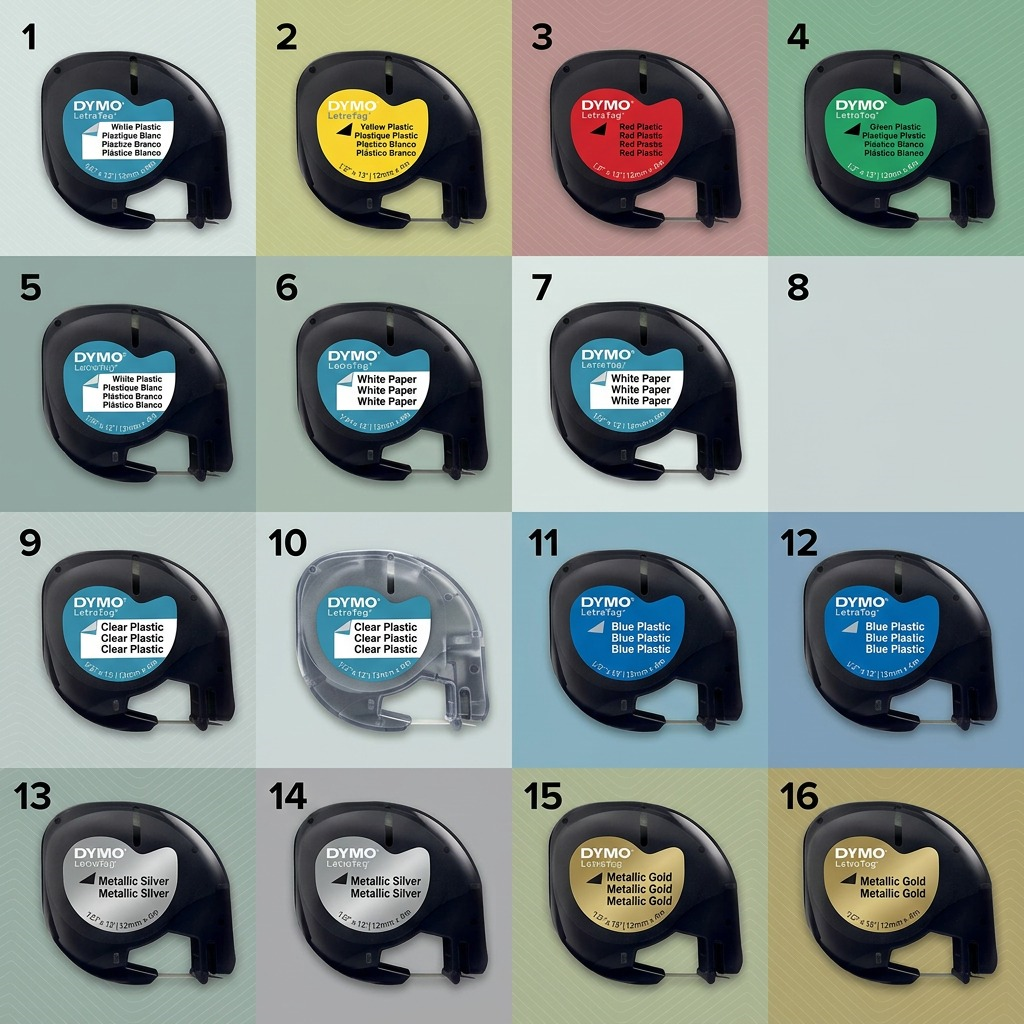 Dymo LetraTag Plastic Labels - Black on White, 1/2" x 13'