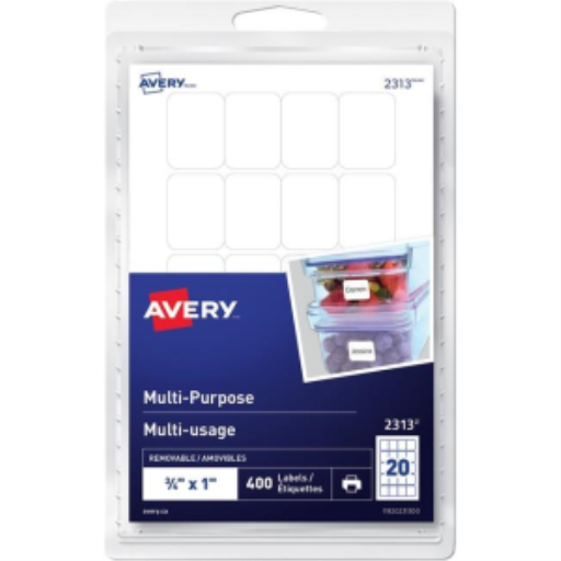 Avery Multi-Purpose Removable Labels for Laser and Inkjet Printers, ¾" x 1", Matte White, Removable