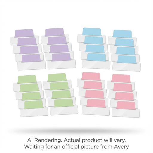 Avery Hand-write UltraTabs Margin Tabs, Pastel Colours, Lavender, Light Blue, Light Green, Pink, 48 pack