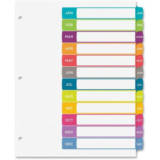 Avery Ready Index Contemporary Arched Tab Dividers, Jan-Dec Tabs, Laser/Inkjet