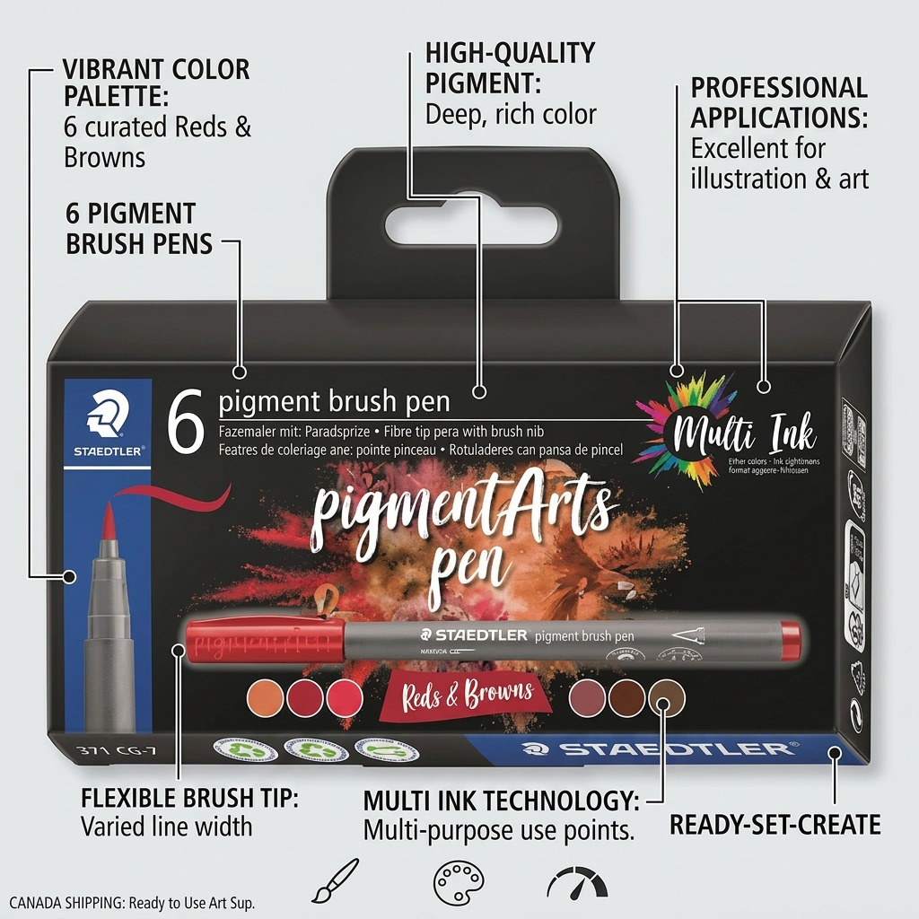Staedtler Pigment Brush Pen Reds&Browns 6-Pack