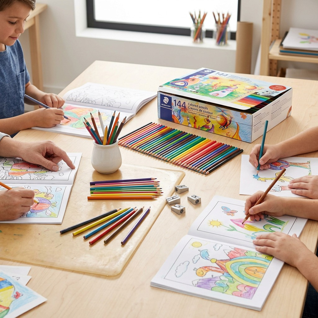 Staedtler Extruded Color Pencil, Class Pack, 144-Pack + 3 Sharpeners (12 Colours X 12-Pack)