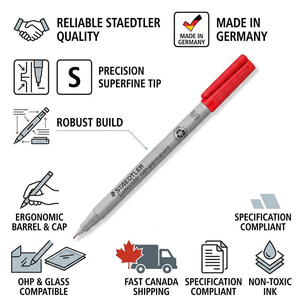 Staedtler Lumocolor Extra Fine Permanent Red Marker